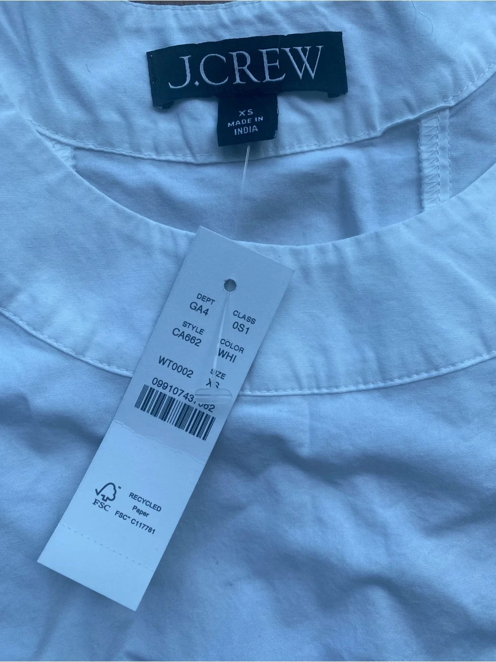 NWT J. Crew White scoopneck shift dress in cotton poplin